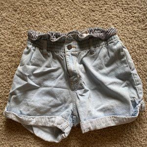 paperbag waist denim shorts